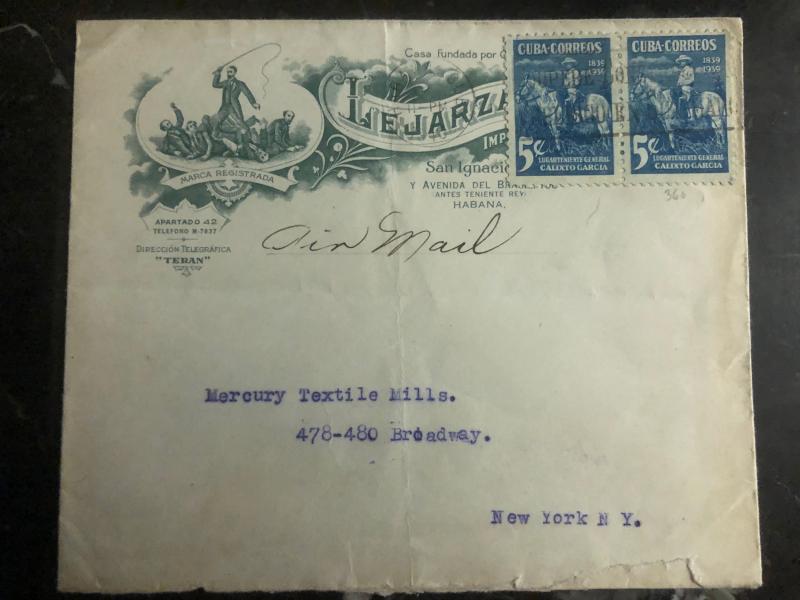 1940 Habana Cuba Advertising Airmail cover to New York USA