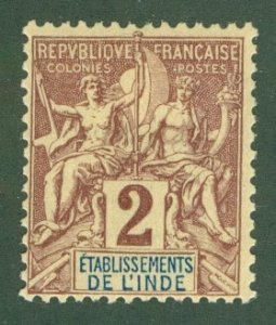 R20-0050 FRENCH INDIA 2 MH  BIN $2.00