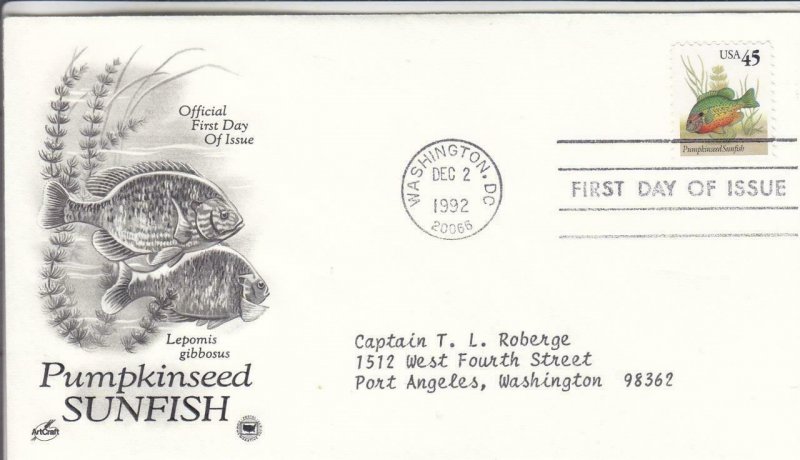 1993, Pumpkinseed Sunfish, Artcraft/PCS, FDC (D15434)