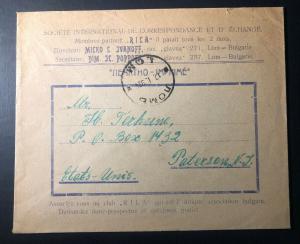 1924 Lom Bulgaria International Postal Society Cover To Paterson NJ USA