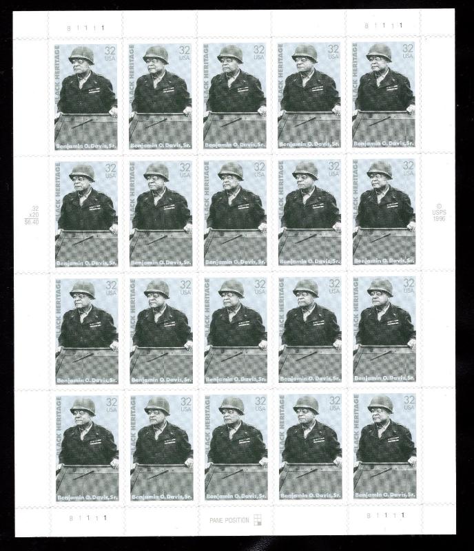 Benjamin O. Davis Sc 3121 32¢ Sheet of 20 Stamps   MNH  