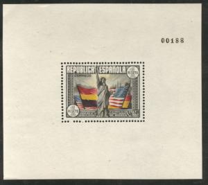 SPAIN Scott 585c MNH** 1938 Statue of Liberty and Flags sheet CV $44