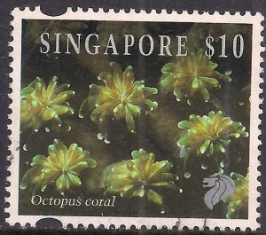 Singapore 1994 QE2 $10 Octopus Coral Marine life Used SG 753 ( L1321 )