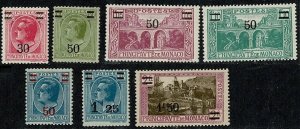 Monaco #93-99 MNH surcharges