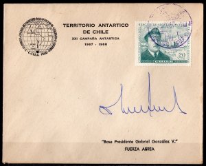 Chile 1967 XXI Antarctic Campaign 1967-1968 Special Signed Cover