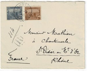 Tunisia 1906 Tunis cancel on registered cover to France