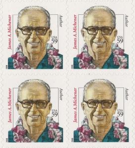 US 3427a Distinguished Americans James Michener 59c block MNH 2008