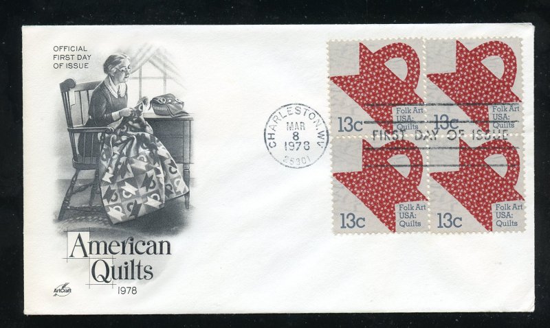 US 1746 American Folk Art - Quilts UA ArtCraft cachet FDC 