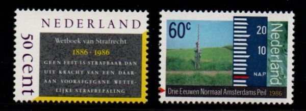 Netherlands Sc 676-77 1986 Penal Code & Datum Ordinance  stamp set mint NH