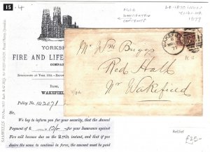 GB HALFPENNY p13 Cover Illustrated Contents Yorks Wakefield ½d Red 1877 15.4