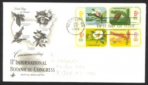 USA Sc# 1379a   (ArtCraft) FDC Block/4 (a) (Seattle, WA) 1969 Botanical Congress