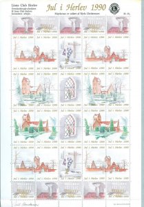 Denmark. Christmas Sheet Mnh 1990. Lions Club. Local Herlev. Herlev Church.