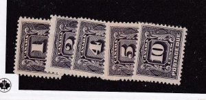 CANADA BOB #J1-J5 VF-MH POSTAGE DUES (1906-1918) CAT VALUE $360