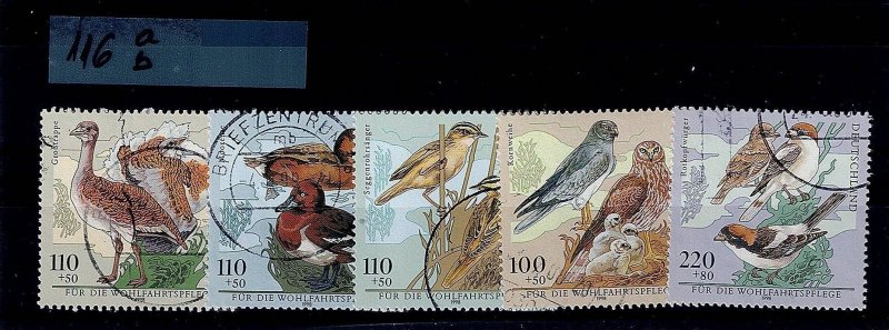 Germany #B837-B841 used set birds of prey ducks (116b)