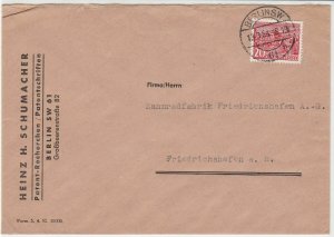 Germany 1954 Berlin SW Cancel Berlin Buildings Stamps Cover Ref 24314