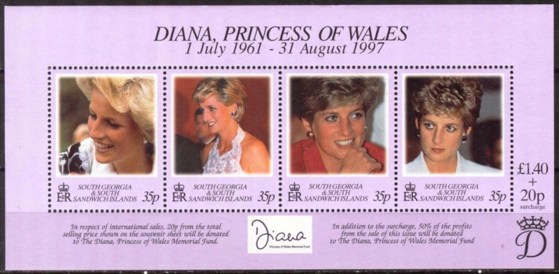 South Georgia 1997 Princess Diana S/S MNH