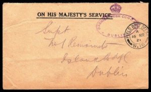 1921 British Army, OHMS cover to the Remount Depot (Islandbridge)
