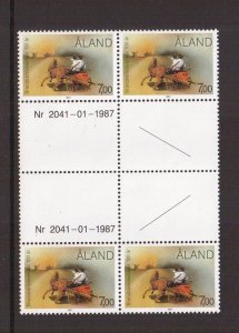 Aland islands  #26  MNH  1987  fire brigade.   Block of gutter pairs