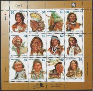 Marshall Islands--Scott #699, Great American Indian Chiefs, MNH, CV $14.50