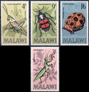 MALAWI - 1970 - INSECTS - PRAYING MANTIS - BEETLE - GRASSHOPPER + MINT SET!