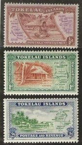 Tokelau Islands  Sc. #1-3  mint, very lightly hinged. 1948. First stamps  (T465)