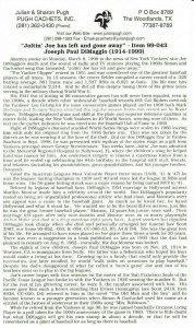 Pugh Hand Painted Joe Dimaggio Death Date Cancel #2046 #2967 Enclosure1989 