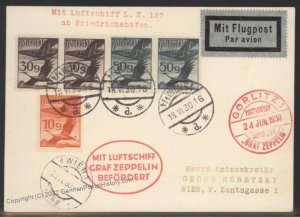 Austria June 1930 Graf Zeppelin Flown Cover Si80I Goerlitz Flight 22 Flow 108638