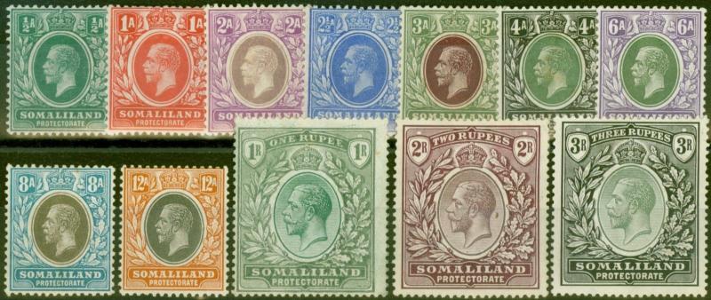 Somaliland 1921 set of 12 to 3R SG73-84 Fine Mtd Mint 