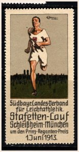 1913 German Poster Stamp Southern Bavarian State Association for Athletics MNH