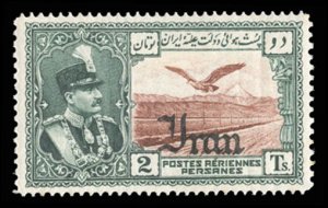 Iran #C55 Cat$55, 1935 2t dark green and red brown, hinged