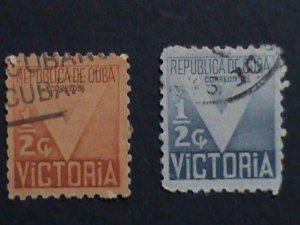 ​CUBA-1942 SC#RA5-6  79 YEARS OLD-VICTORY STAMPS USED SET-WE SHIP TO WORLDWIDE
