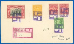 1930 Ed, KY Swastika Fancy Cancel! 5 Purple Strikes! Reg'd Cover, Grt Stamps!