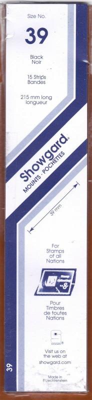 Showgard Stamp Mounts Size 39/215 BLACK Background Pack of 15