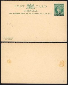 Gibraltar HG12 5c on 1/2d Green on Buff Reply card Mint