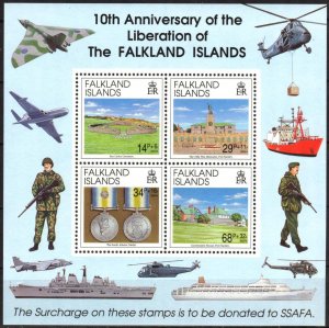 Falkland Islands 1992 Military Aviation Awards 10 years of Liberation S/S MNH