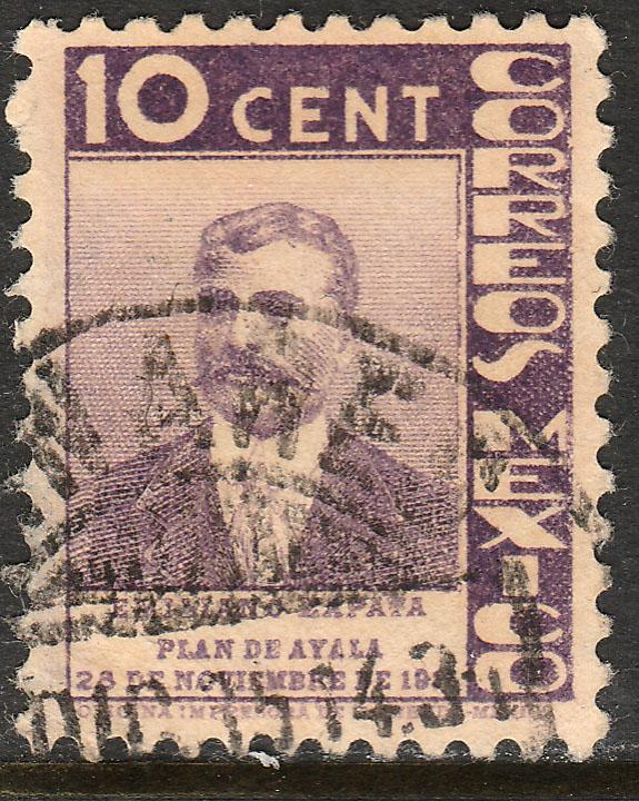 MEXICO 723, 10c ANNIV. PLAN DE AYALA - ZAPATA. USED. VF. (572)