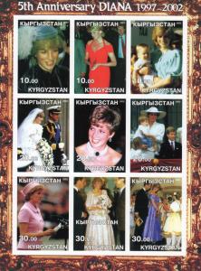 Kyrgyzstan 2002 Diana Princess 5th.Anniversary of her Death Sheetlet no.2 IMPERF