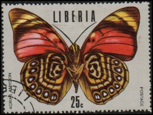 Liberia 687 - Cto - 25c White-spotted Agrias Butterfly (1974)