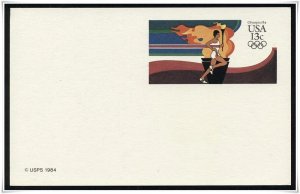 #UX102 Unused Runner & Olympic Torch Postal Card @ Face ((stock photo)) (my1033)