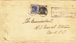 USS Monterry Penalty to Naval Station, Cavite, PI 1900 w/HK Sc #45 & 70  (N6551)