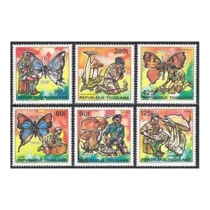 Togo 1553-1558,MNH.Michel 2153-2158. Boy Scouts 1990.Mushrooms,Butterflies.