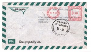 PAKISTAN Air Mail PIA *K-2*CENSOR Karachi HAWKER SIDDELEY AVIATION GB 1965 KA396