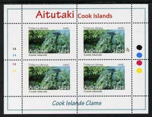 Cook Islands - Aitutaki 2013 Clams #6 perf sheetlet conta...