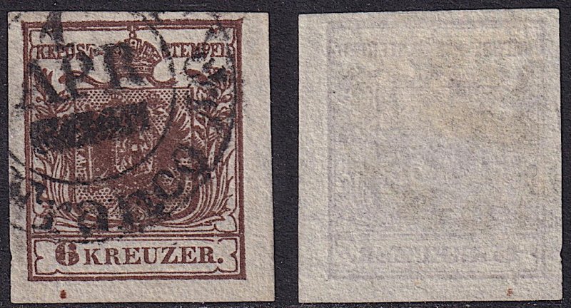 Austria - 1850 - Scott #4 - used - Type I - TRIESTE Franco pmk Italy