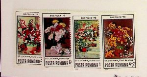 Romania Sc 2922-4,B445 MNH Set of 1979 - Art Paintings, Flowers