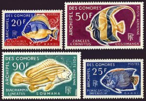 Comoro Islands 1968 Sc#74/75C23/C24 SURGEONFISH/IMPERIAL  ANGELFISH Set (4) MNH