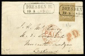 German States, North German Confederation #6, 1860 5gr bister, tied by Dresde...