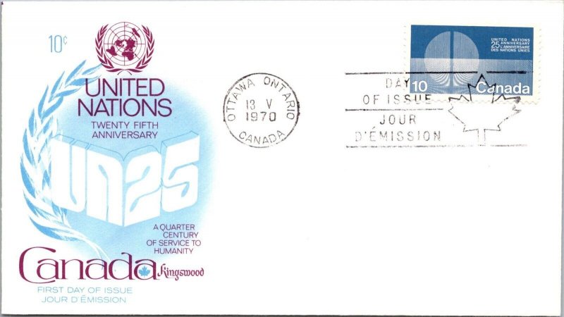 Canada 1970 FDC - UN 25th Anniversary - Ottawa, Ont - 10c - J8966