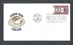 Canal Zone C45 20c FDC Airmail Cover W/Cachet