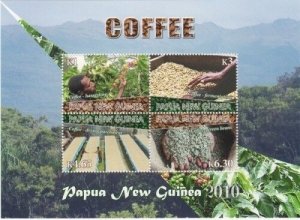 Papua New Guinea 2010 - Coffee Beautiful Sheet of 4 Stamps MNH